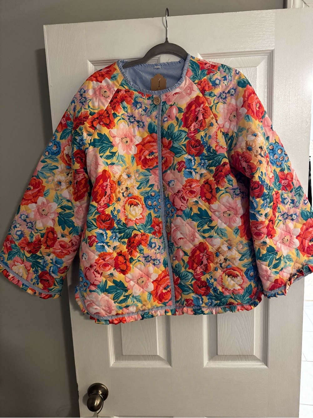 Colorful Floral Quilted Jacket - Bright Multicolor